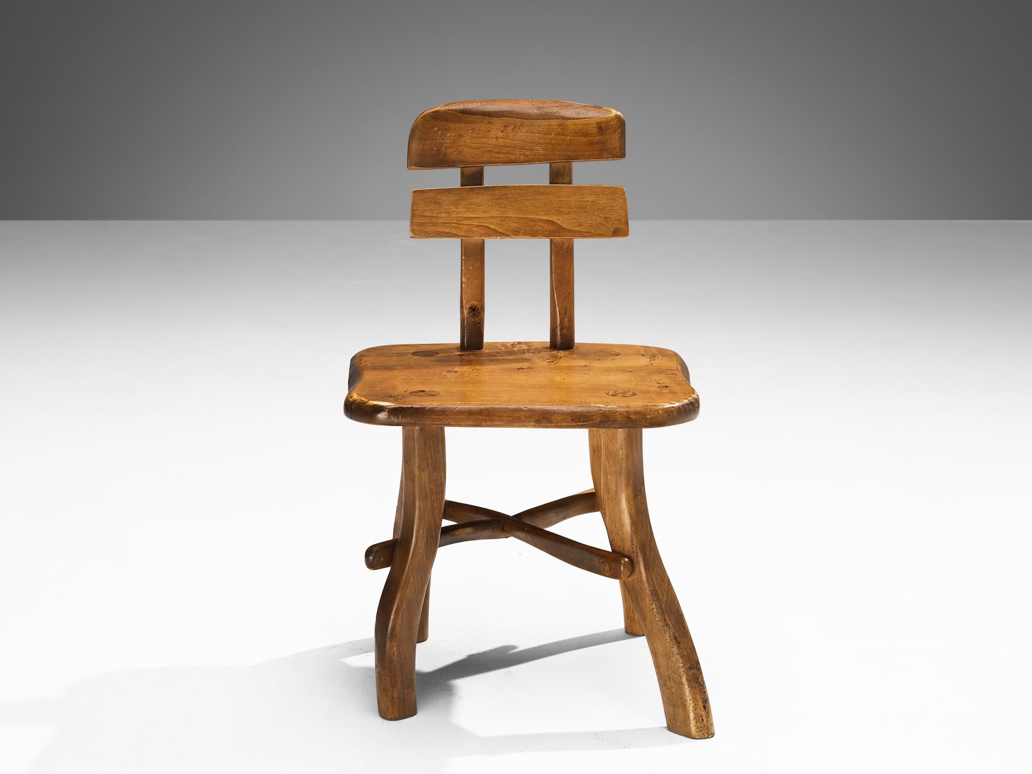 Mid-20th Century Organic Brutalist Set of Chair and Writing Table in Maple For Sale