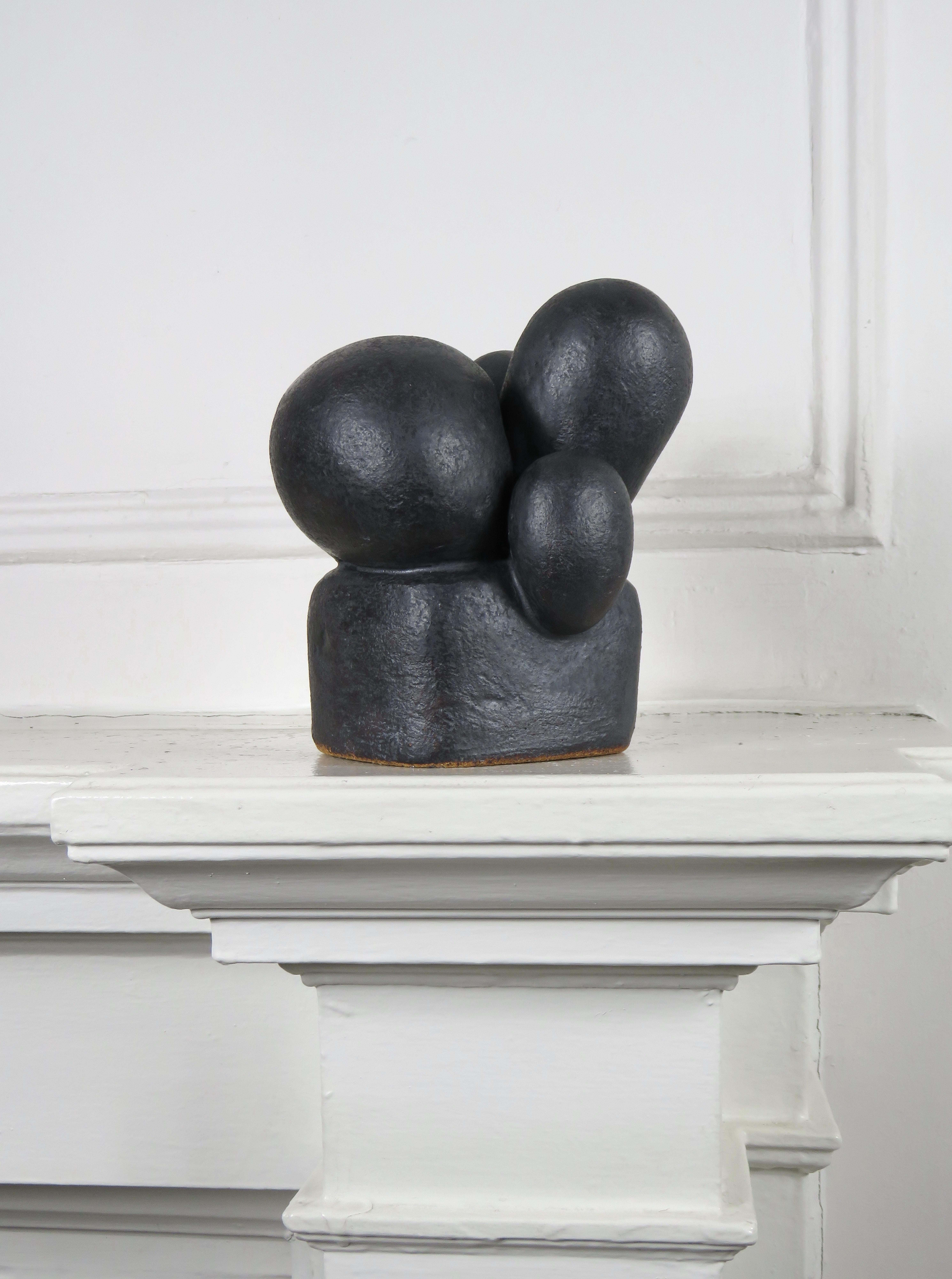 Organic Bulbous Pods with Cube Base, Hand Built Black Metallic Ceramic Stoneware In New Condition In New York, NY