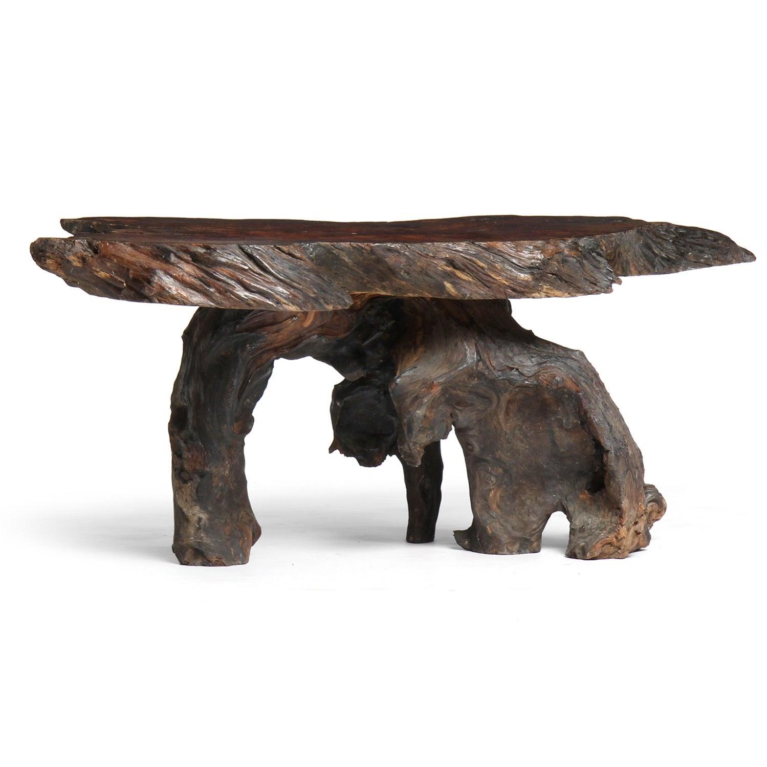 Organic Burl Redwood Low Table from USA In Fair Condition For Sale In Sagaponack, NY