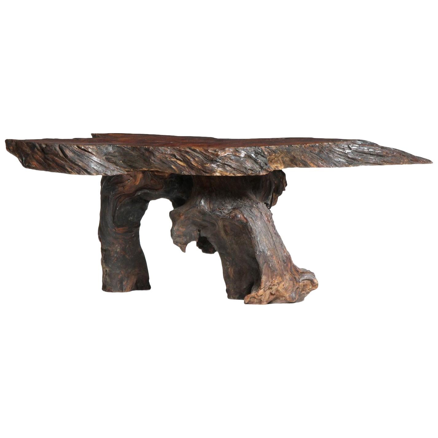 Niedriger Tisch aus Rosenholz aus Wurzelholz