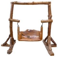 Organic Carved and Assembled Wood Swing