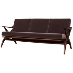 Organic Carved Teak Three-Seat Sofa by Topform
