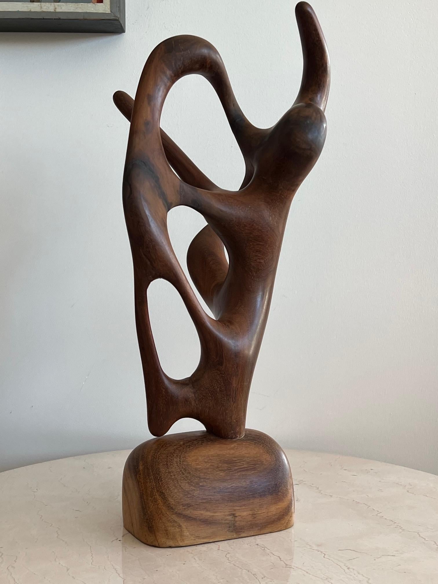 Mid-Century Modern Organic Carved Wood Sculpture 1992
