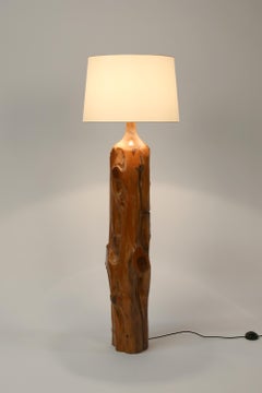 Organic Carved Yew Floor Lamp 1960s in the Manner of Alexandre Noll