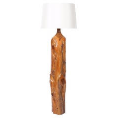 Organic Carved Yew Floor Lamp 1960s in the Manner of Alexandre Noll