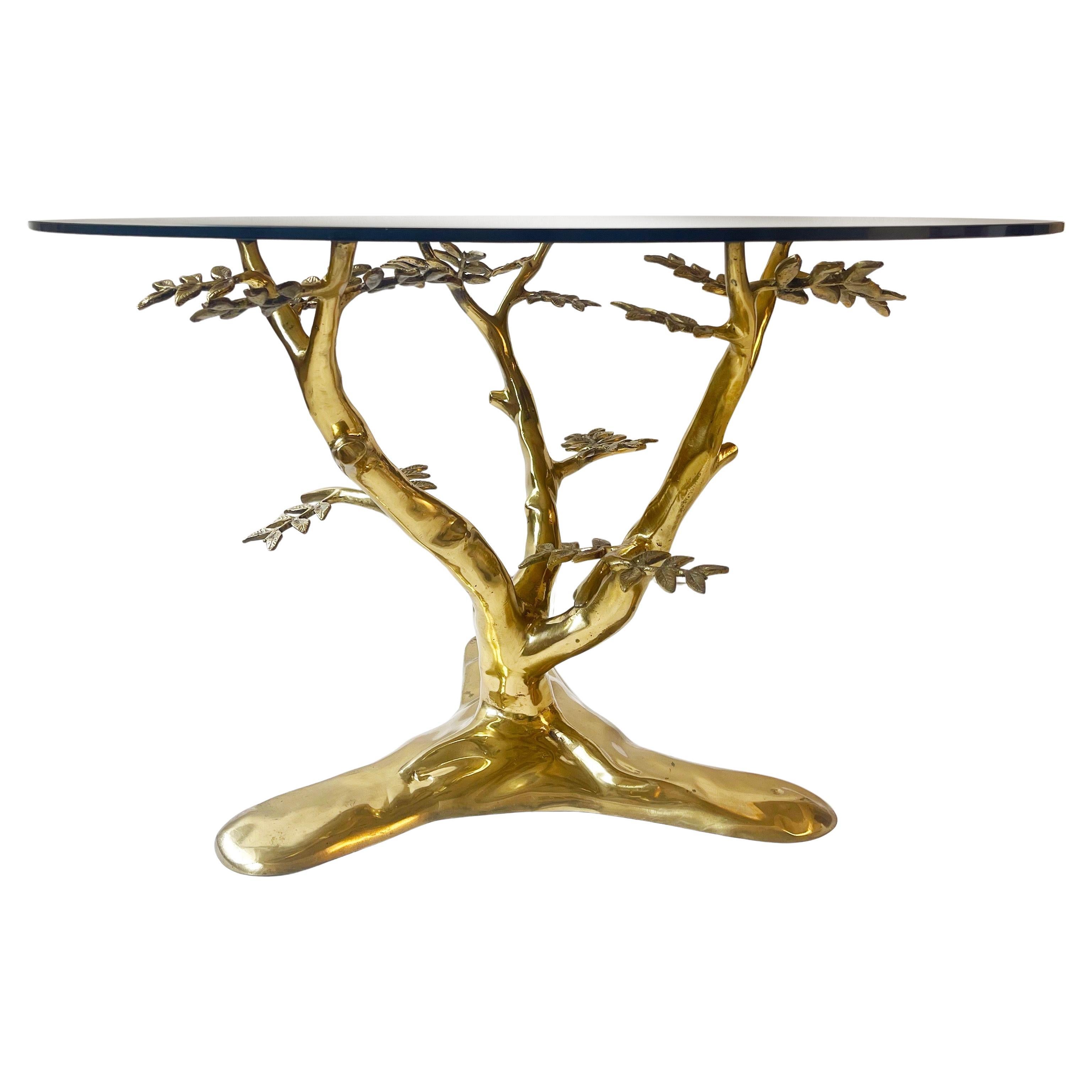 Modern Organic Cast Brass 'Bonsai Tree' Coffee Table in the Style of Willy Daro For Sale