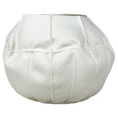 Organic White Ceramic Kawa Vessel, Large 02, Leather Cast Porcelain Vase