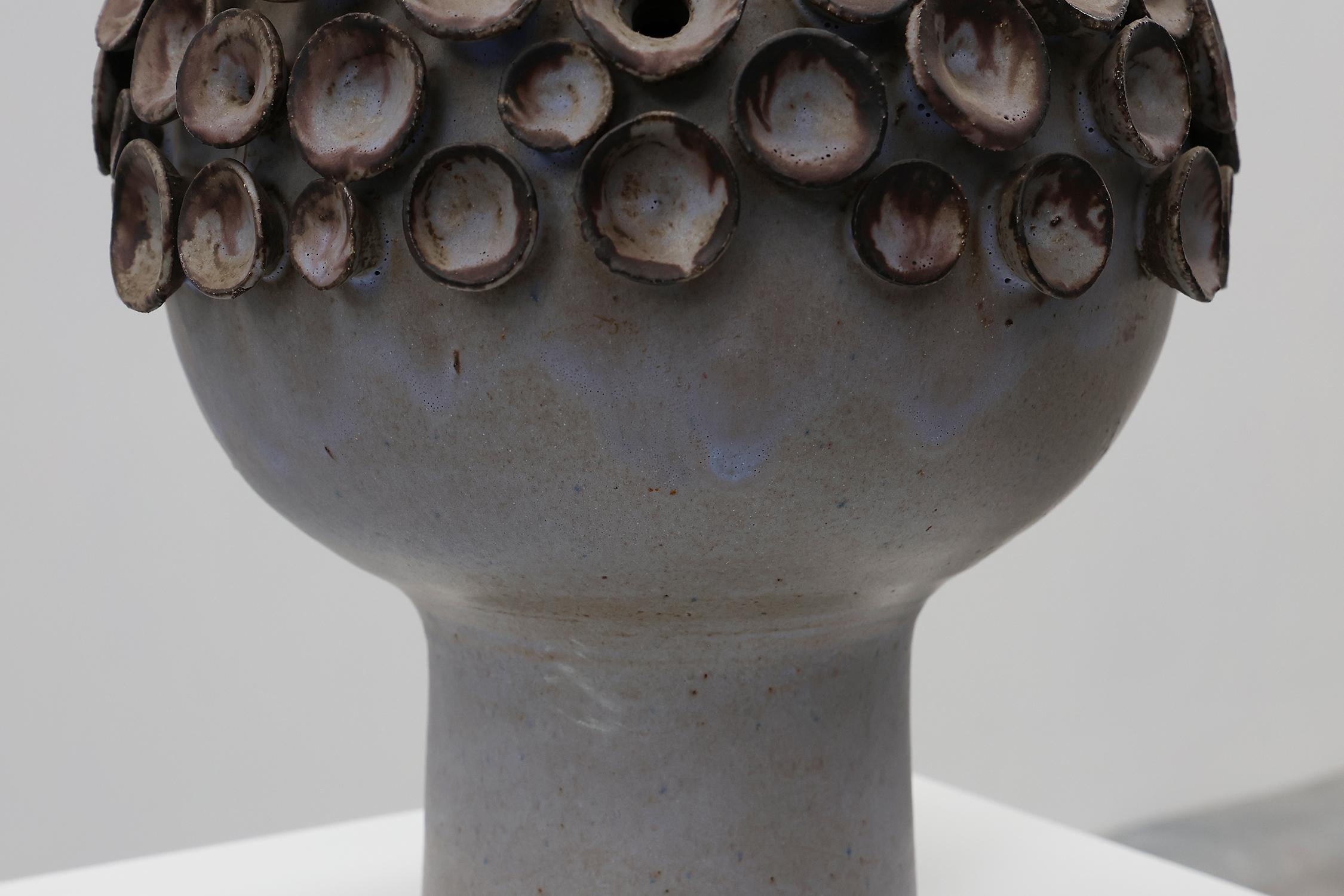 Mid-Century Modern Organic ceramic “mushroom” sculpture signed EL, Belgium 1960s For Sale