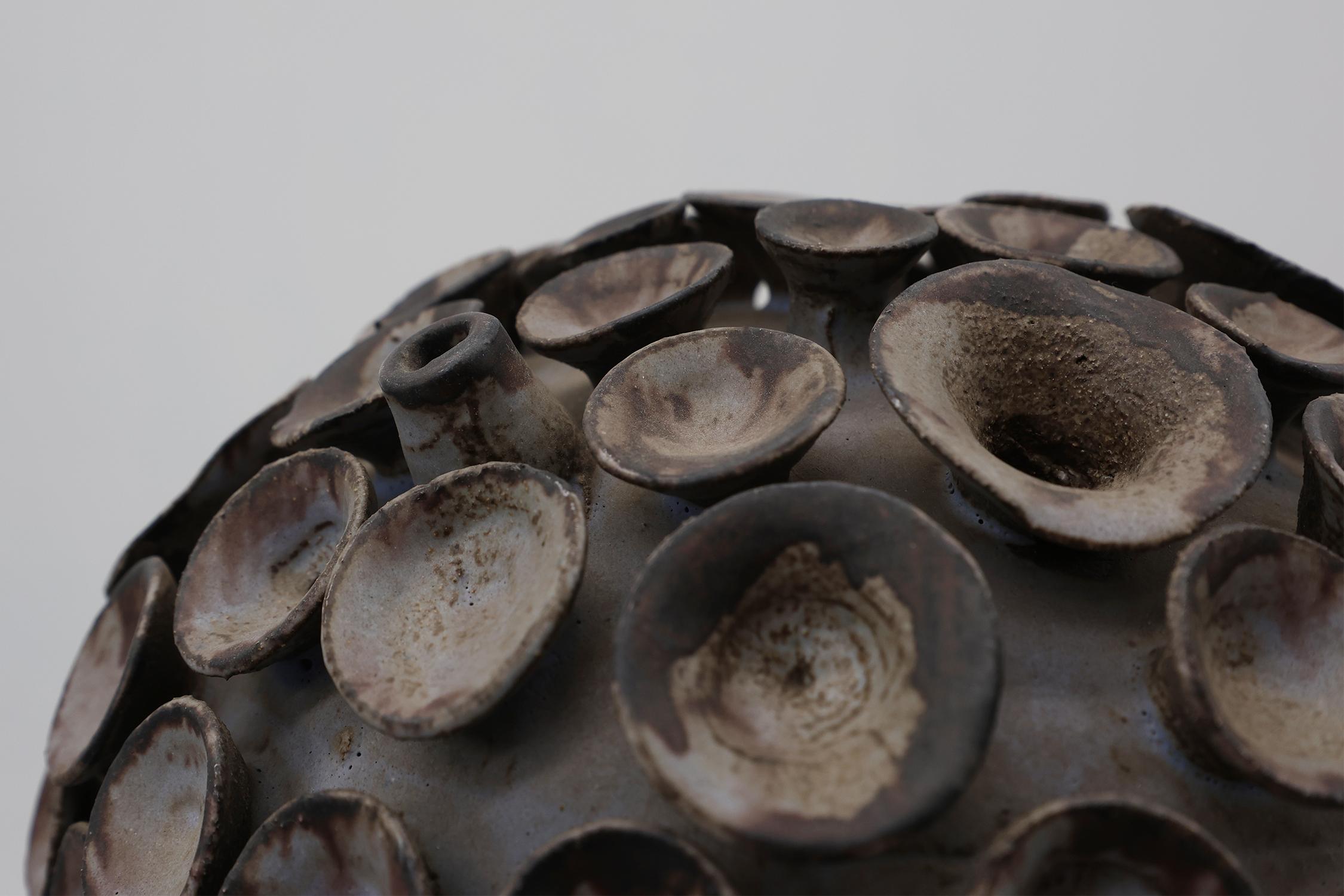 Belgian Organic ceramic “mushroom” sculpture signed EL, Belgium 1960s For Sale