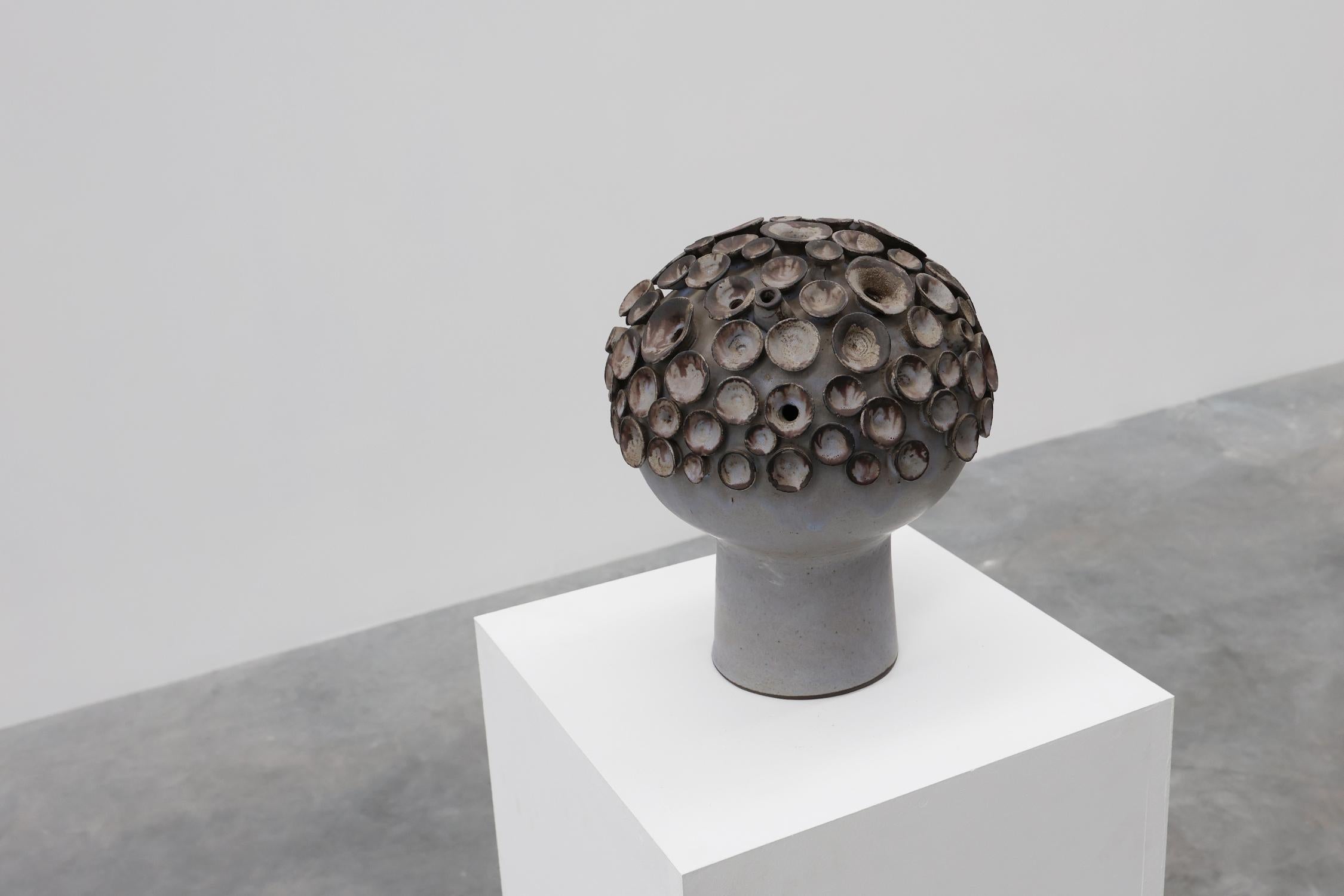 Mid-20th Century Organic ceramic “mushroom” sculpture signed EL, Belgium 1960s For Sale