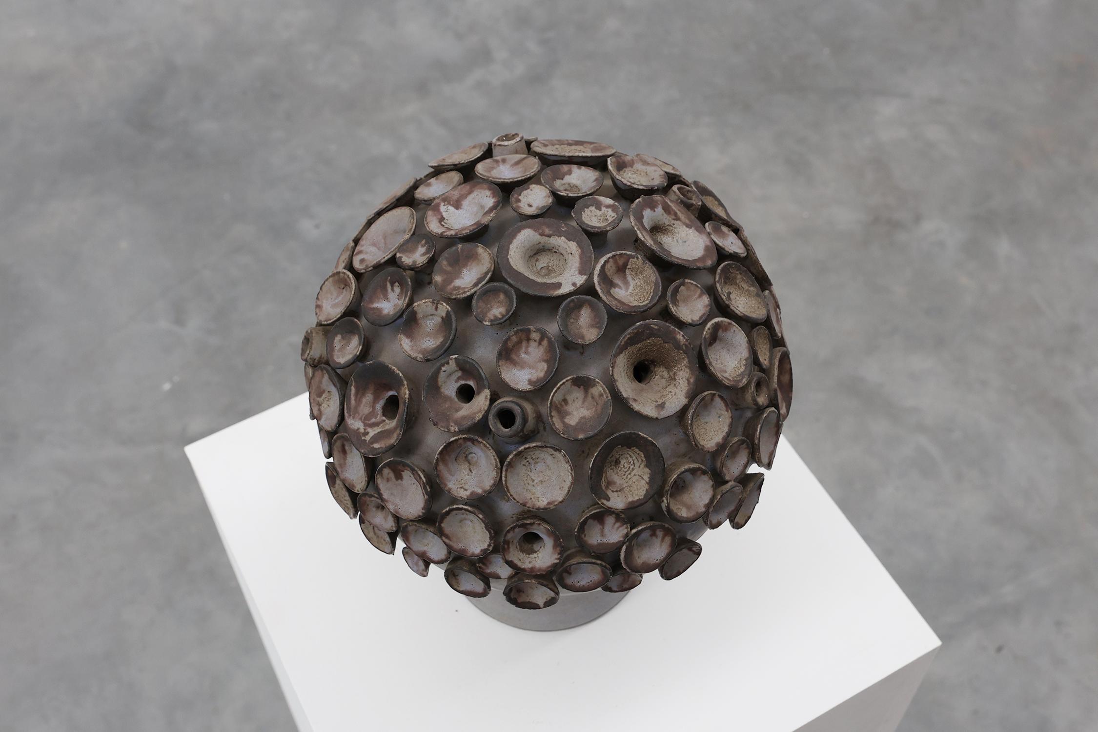 Ceramic Organic ceramic “mushroom” sculpture signed EL, Belgium 1960s For Sale