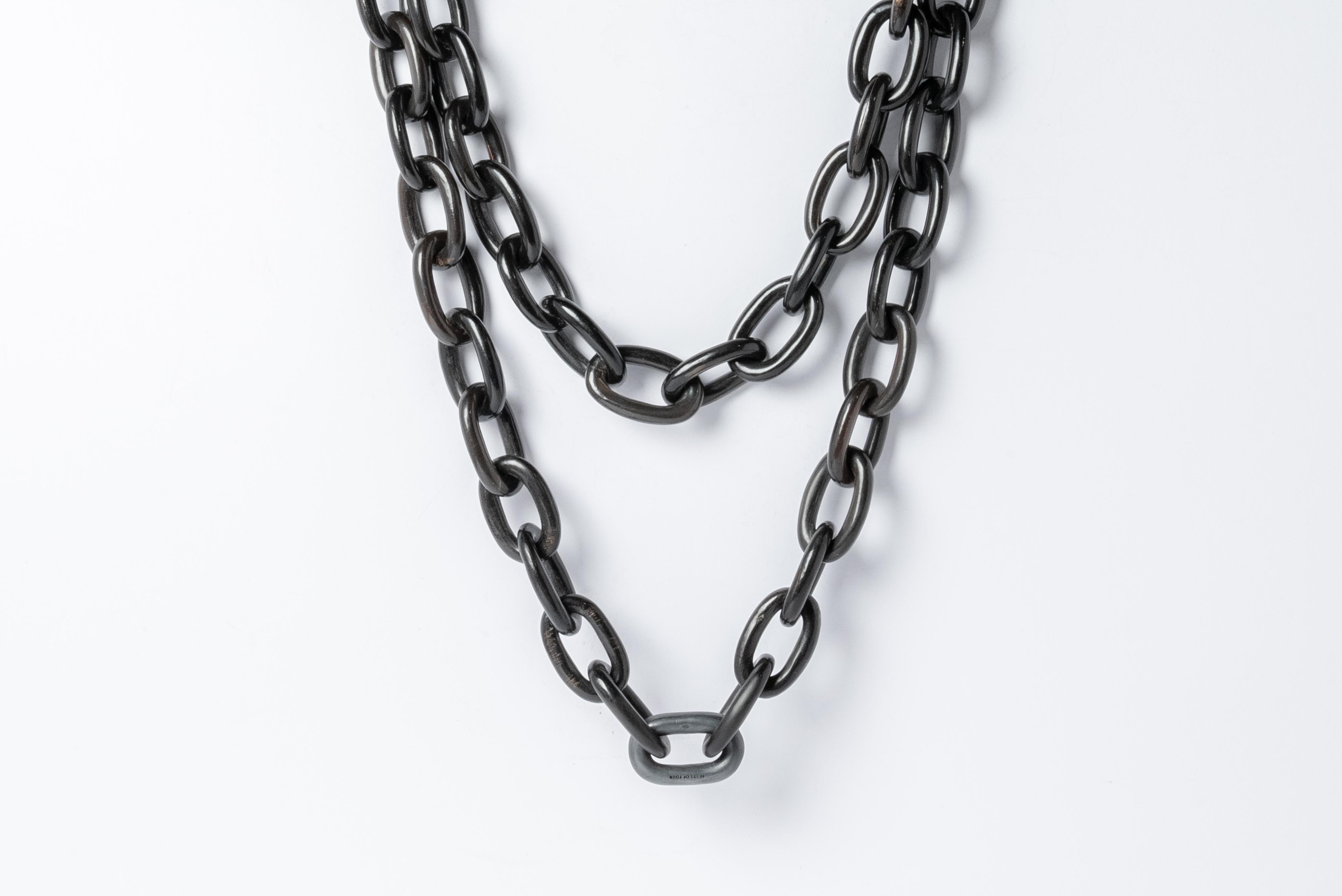 All organic chain is carved by hand. Chains made from horn is modeled and constructed into chain links
The Charm System is an interrelated group of products that can be mixed and matched or worn individually.
Chain link size (L  × H): 33 mm  24