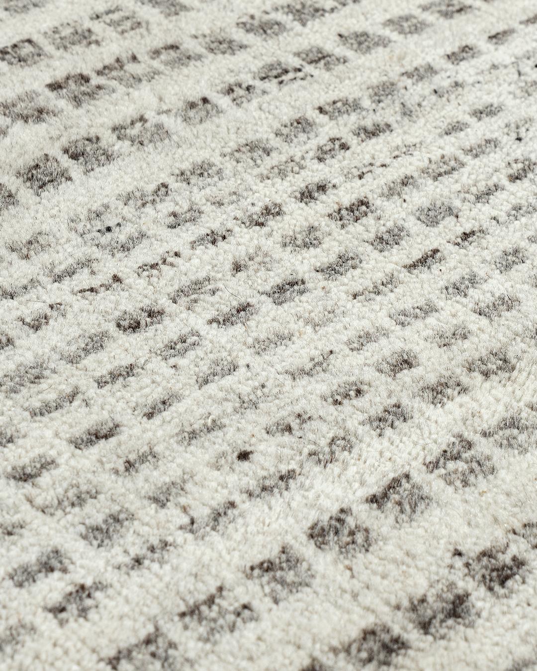 Indian Organic Checker Contemporary Gray Area Rug  10' x 14' For Sale