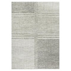 Tapis contemporain gris à carreaux organiques