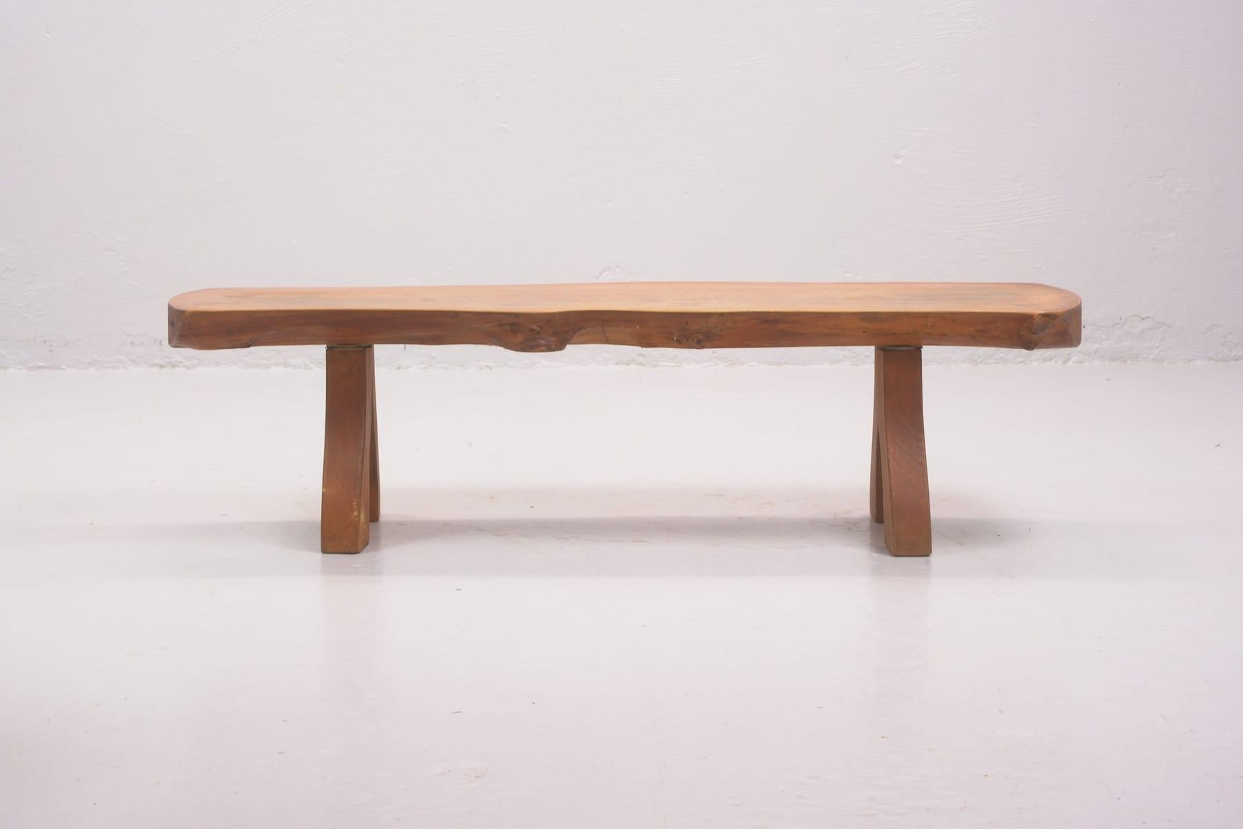Swedish Organic coffee table / bench in solid elm, by C-A Beijbom, Scandinavian Modern. For Sale