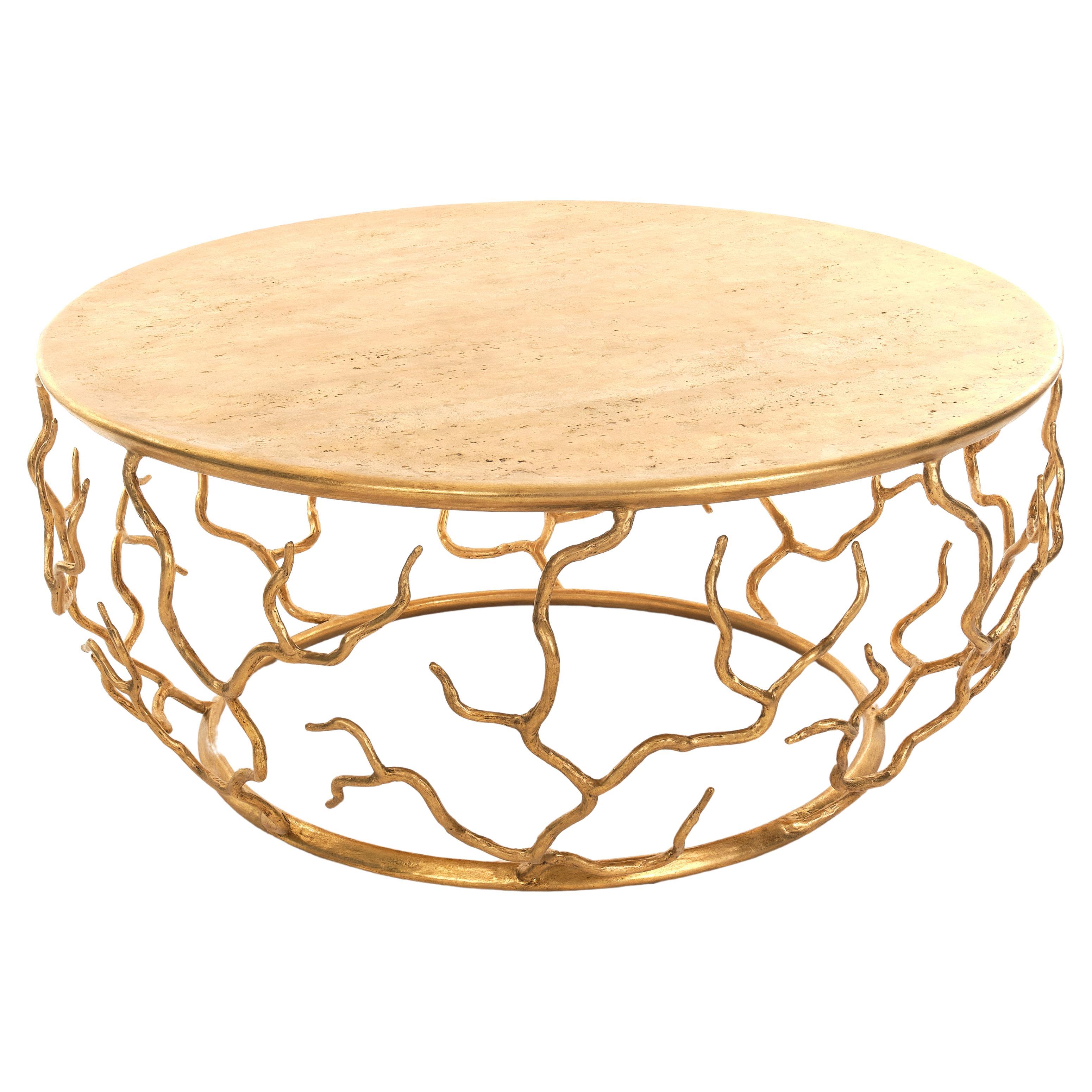 Organic Coffee Table “Etna” in Antique Gold, Benediko For Sale
