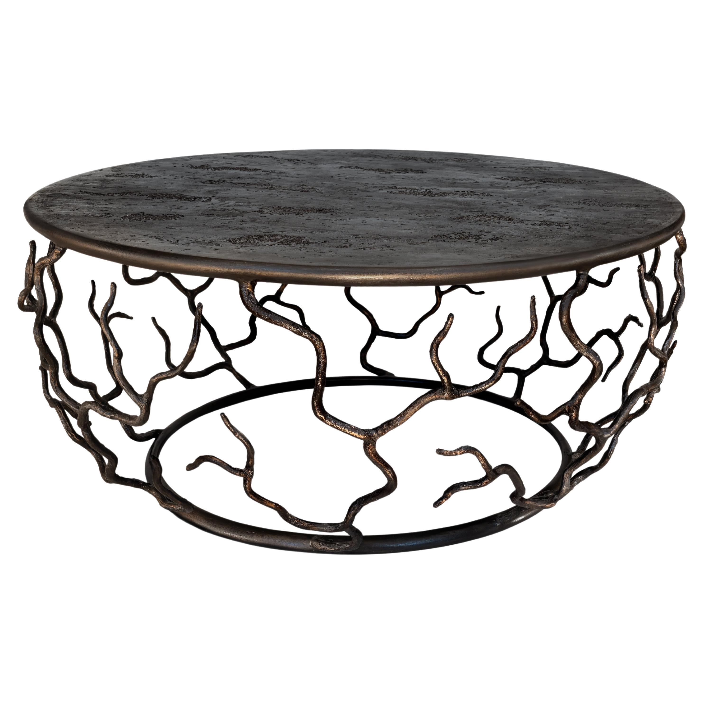Organic Coffee Table “Etna” in Forest Brown Finish, Benediko For Sale
