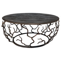 Organic Coffee Table “Etna” in Forest Brown Finish, Benediko