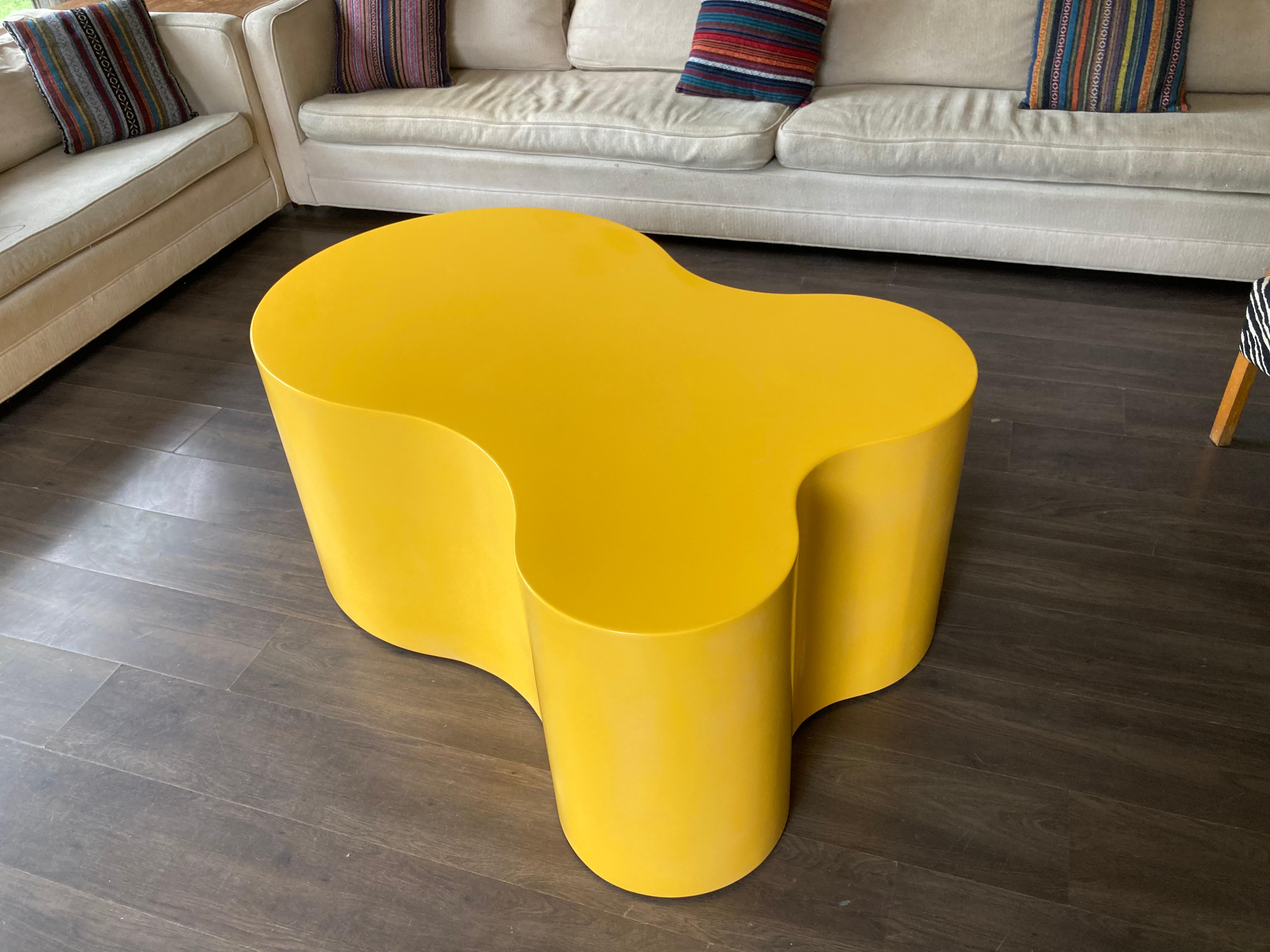 Contemporary Organic Coffee Table, Yellow For Sale