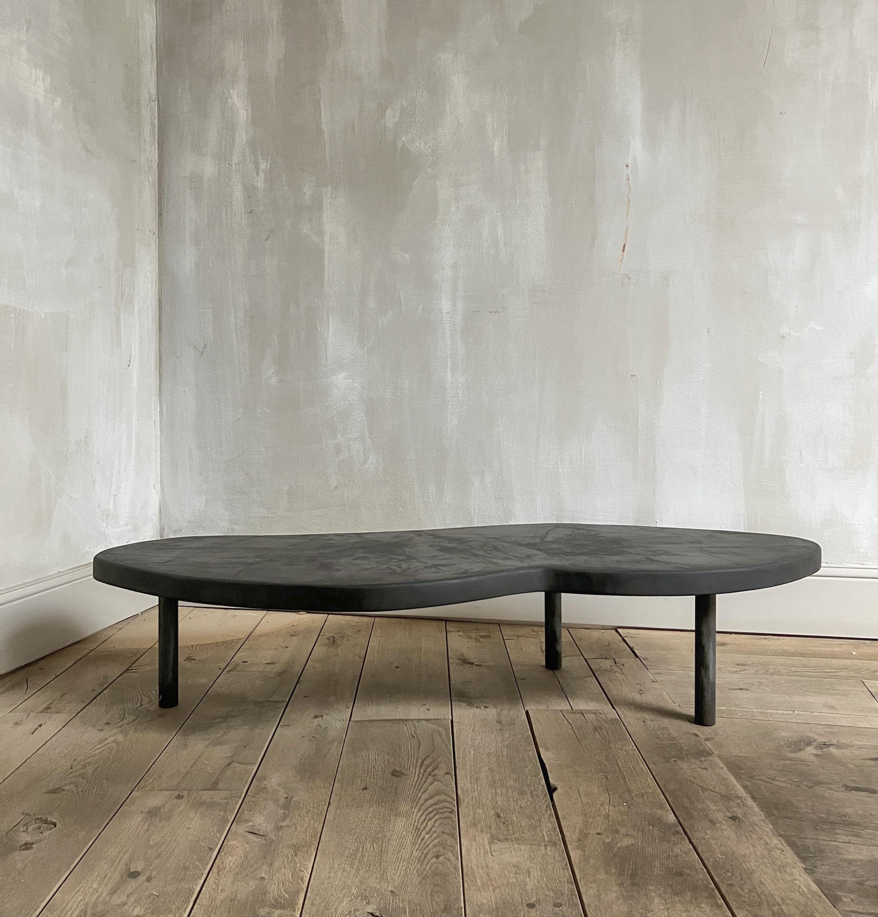 We can make this table in any size and dimensions. Also the color of the marbleplaster is at will. This particular one can be purchased together with the smaller wooden table or seperatly. You can find both options listed in our storefront