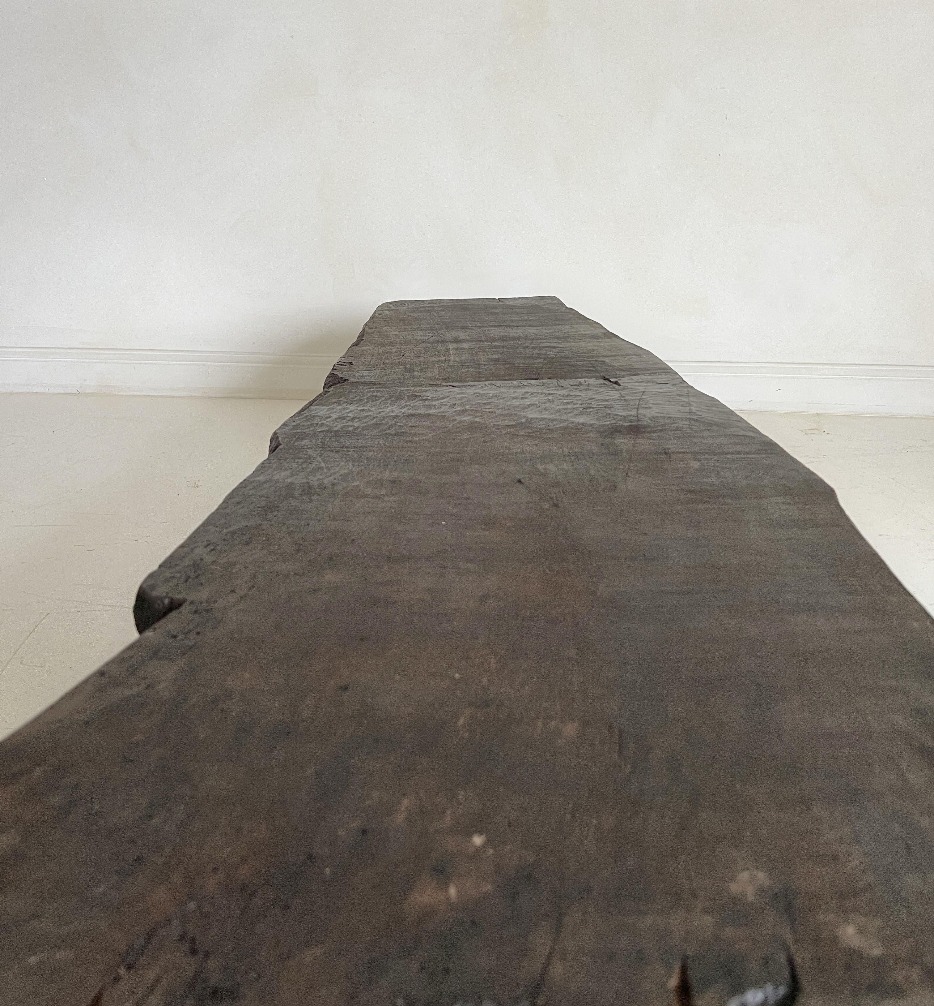 Belgian Organic Coffeetable with one slab 18th century reclaimed chestnut top