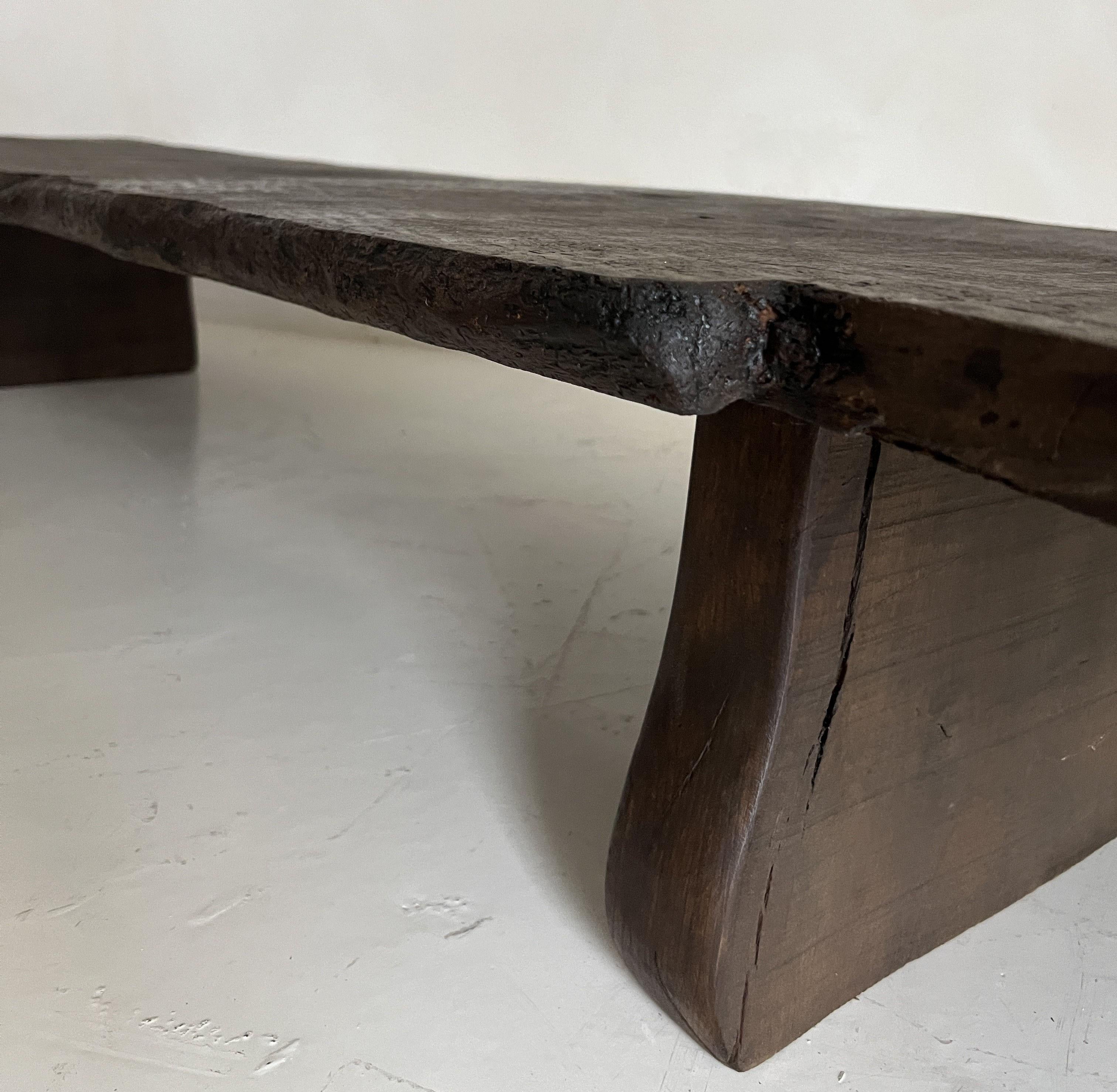 Contemporary Organic Coffeetable with one slab 18th century reclaimed chestnut top