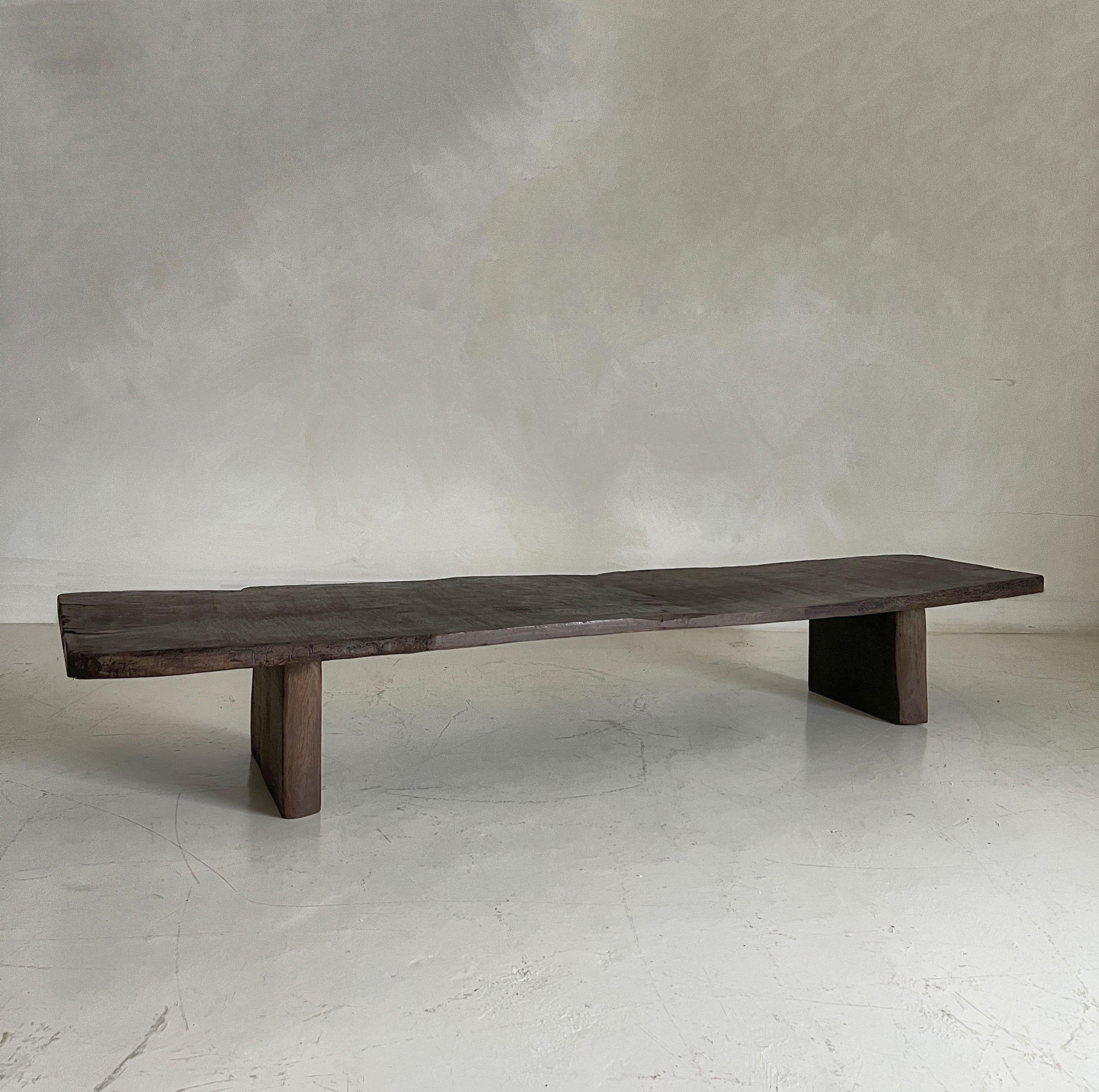 Organic Coffeetable with one slab 18th century reclaimed chestnut top 1