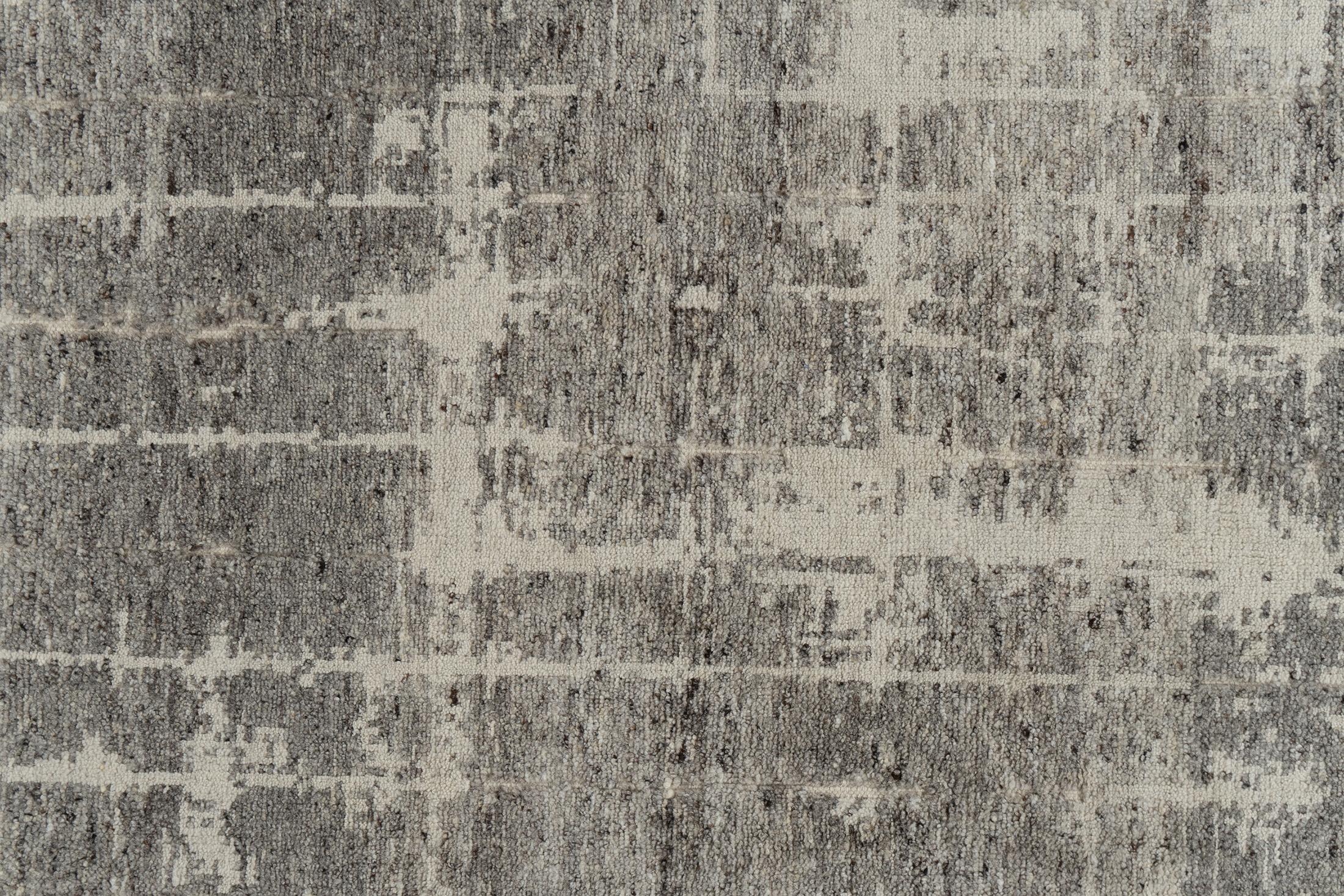 Handgewebter Wollteppich aus der organischen Kollektion Grau Beige, 7'9 x 9'9 (Indisch) im Angebot