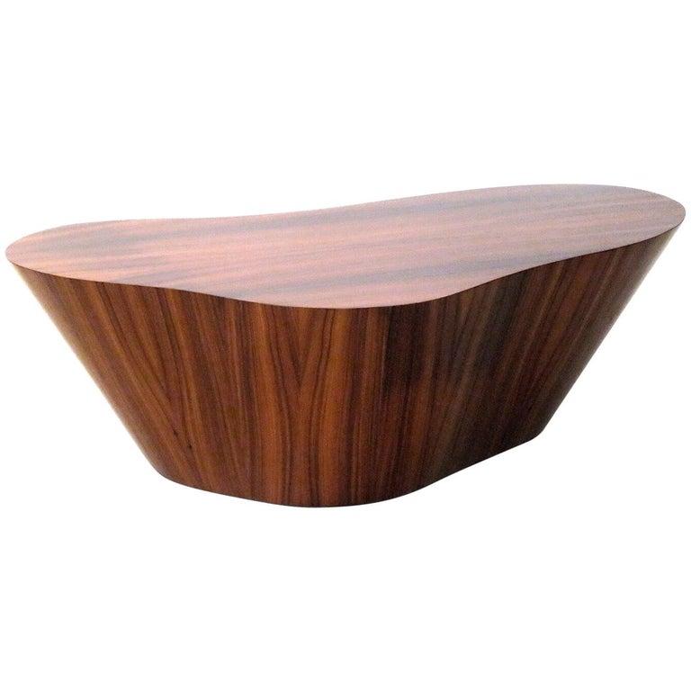 Contemporary Pau Ferro wood centre table.