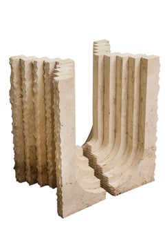 Organic Coral Stone Dining Room, Console or Desk Table Bases Pair of Vintage