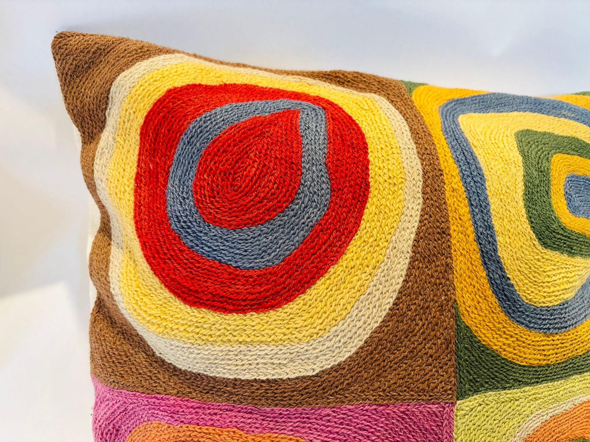 Postmoderno Cuscino in cotone organico astratto Kandinsky Farbstudie Quadrate in vendita