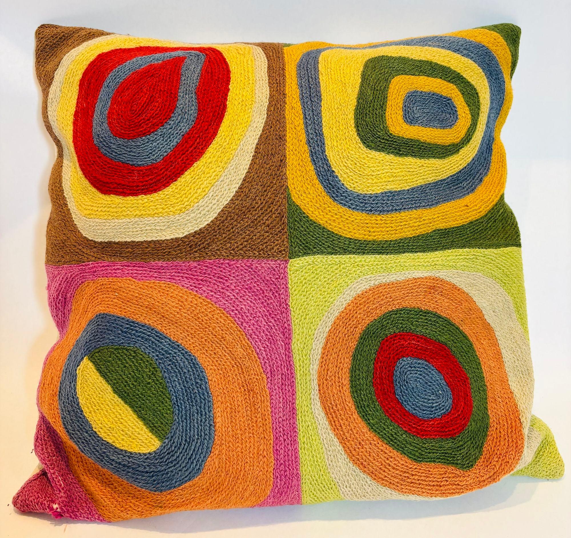 Cuscino in cotone organico astratto Kandinsky Farbstudie Quadrate in vendita 1