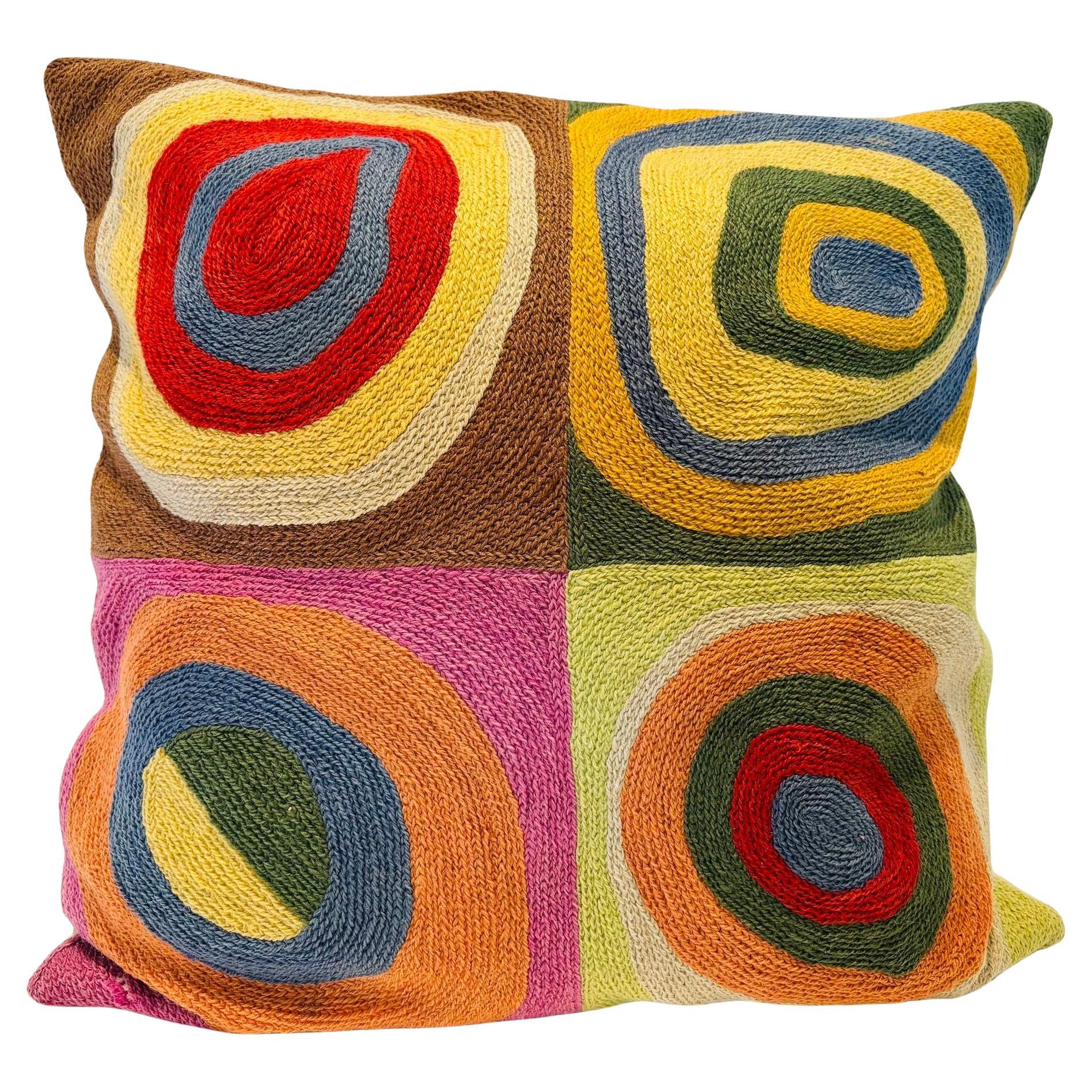 Organic Cotton Abstract Kandinsky Throw Pillow Farbstudie Quadrate