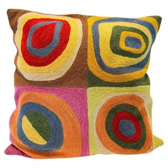 Organic Cotton Abstract Kandinsky Throw Pillow Farbstudie Quadrate