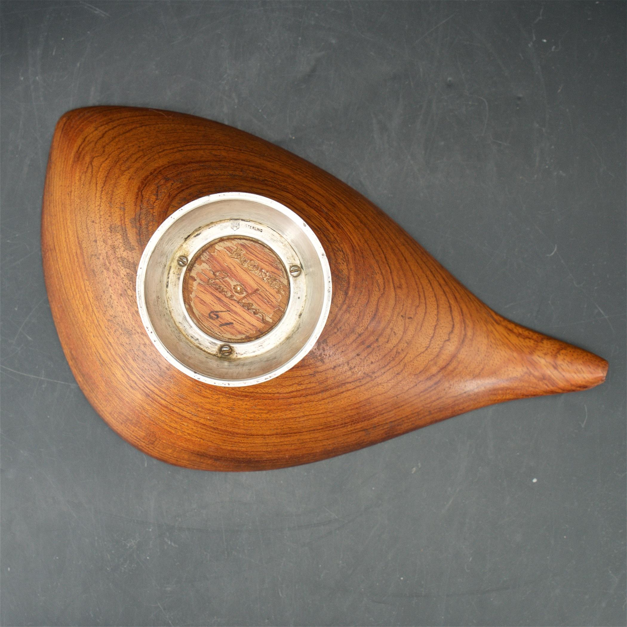 Organic Craftsman Sterling Footed Bubinga Bowl Midcentury 1960s American Design 6