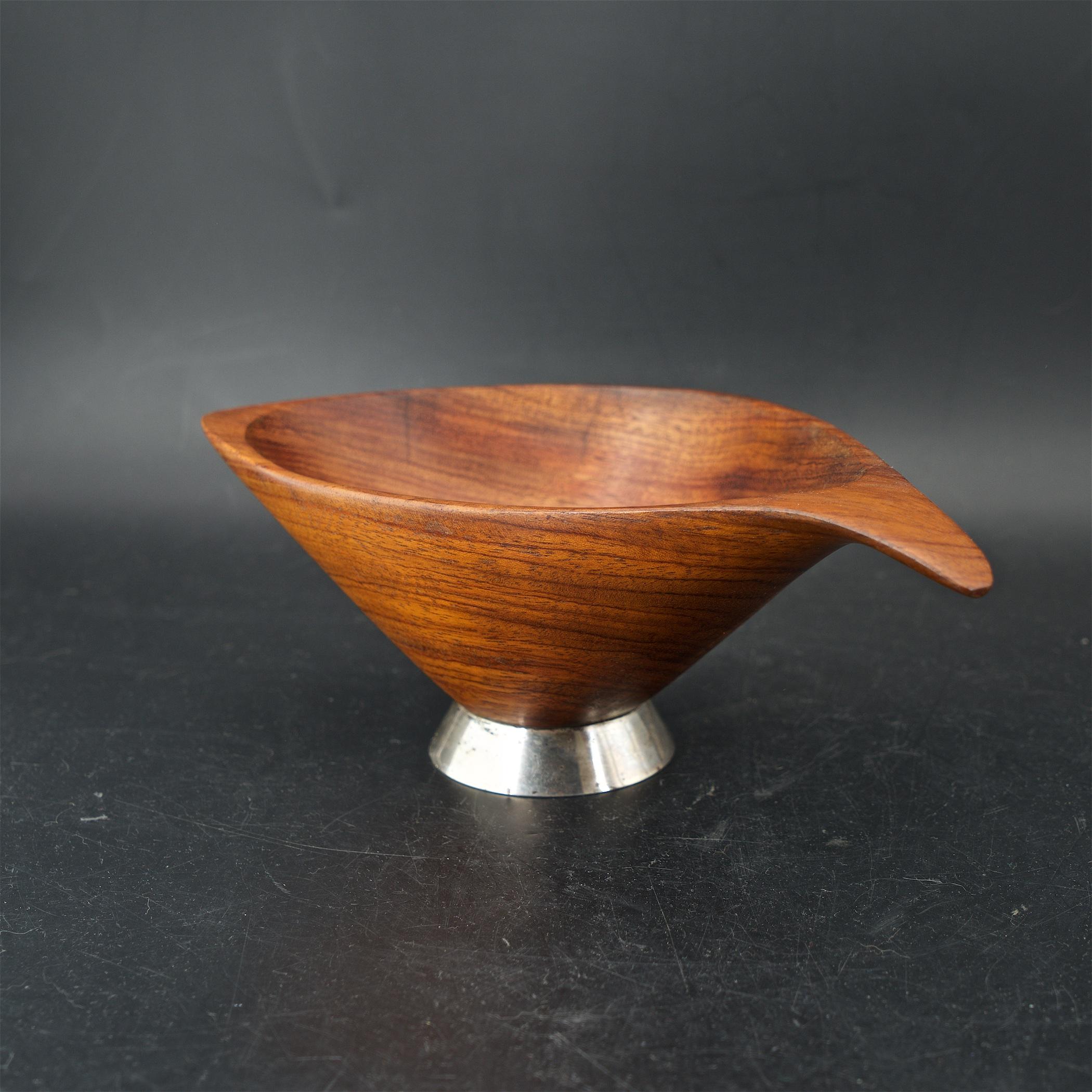 Mid-20th Century Organic Craftsman Sterling Footed Bubinga Bowl Midcentury 1960s American Design
