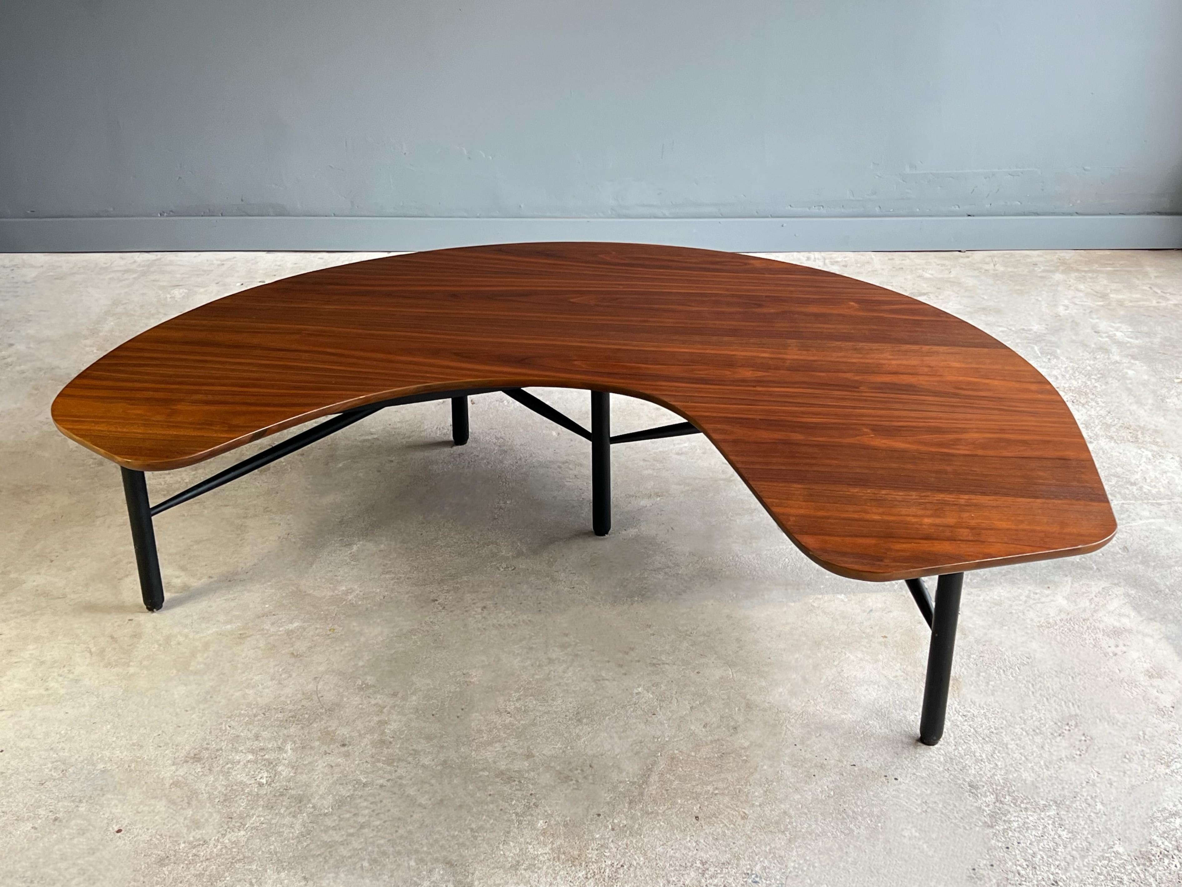Wood Organic “Crescent Moon” Coffee Table by Greta Grossman for Glenn of California  For Sale