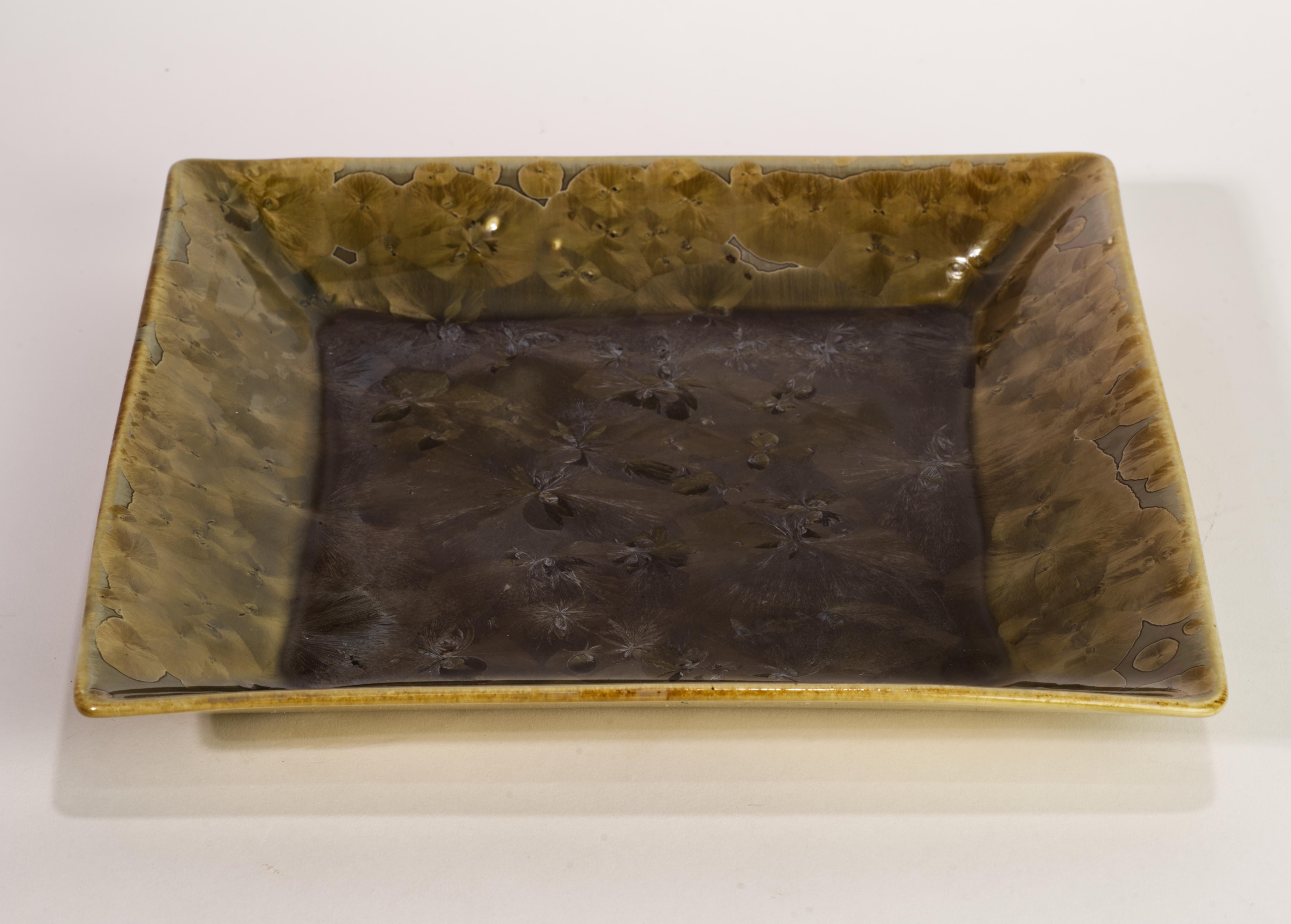Organic Crystalline Glaze Hand Thrown Tray or Platter, American Studio Pottery For Sale 1