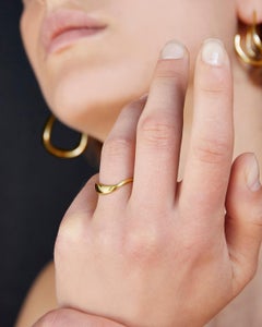 Organic Curved Ring, 18 Carat Gold Plated Recycled Silver (Medium)