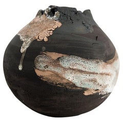Organic Dark  Moon Pod  II vase 10" Texture One of a Kind