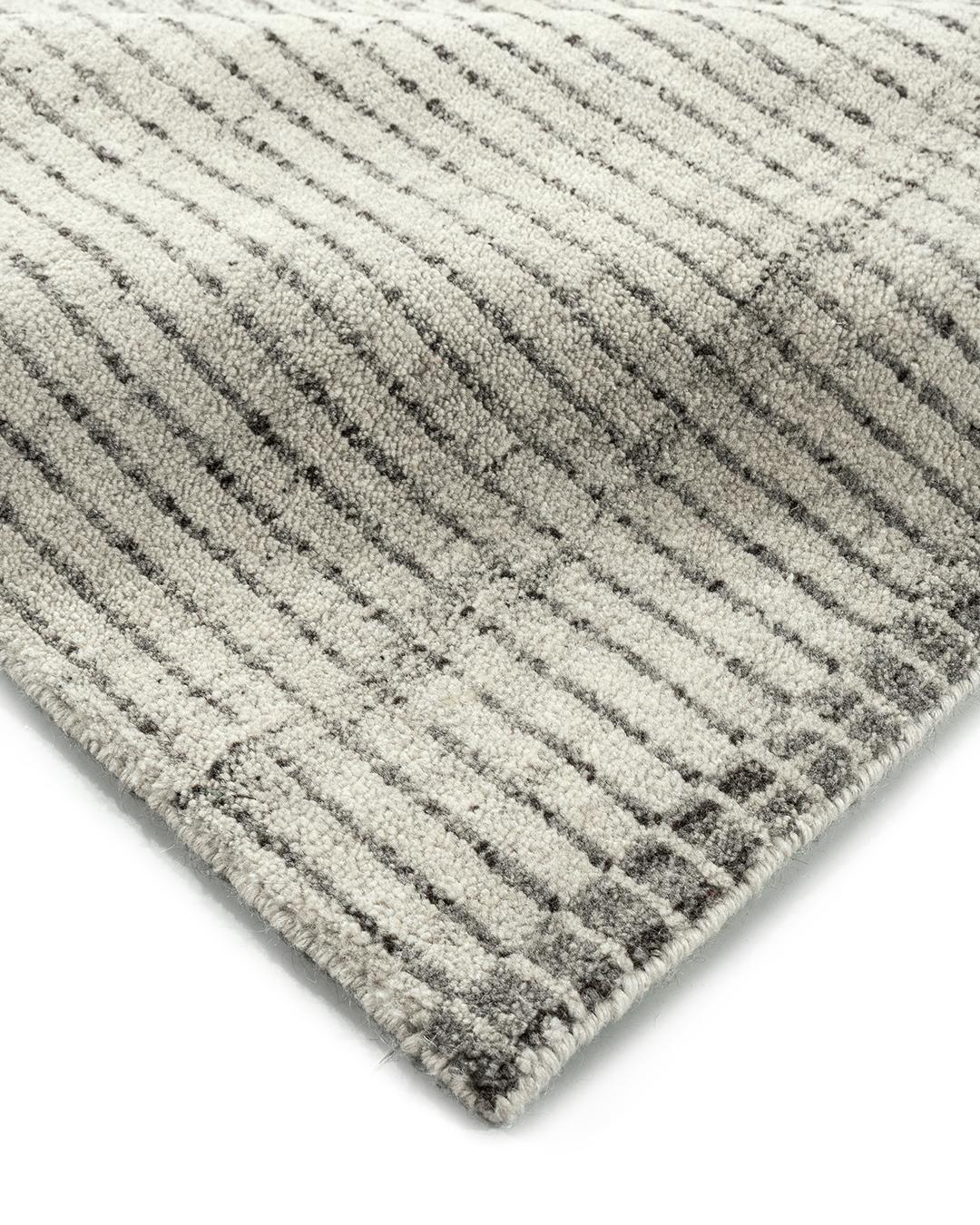 Indien Tapis tissé à la main en laine non teintée ivoire brun-gris Organic Day Modern 12'3 X 14'10 en vente