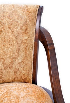 Chaise de salle à manger Art déco organique en noyer massif et tapissée de tissu ou de cuir