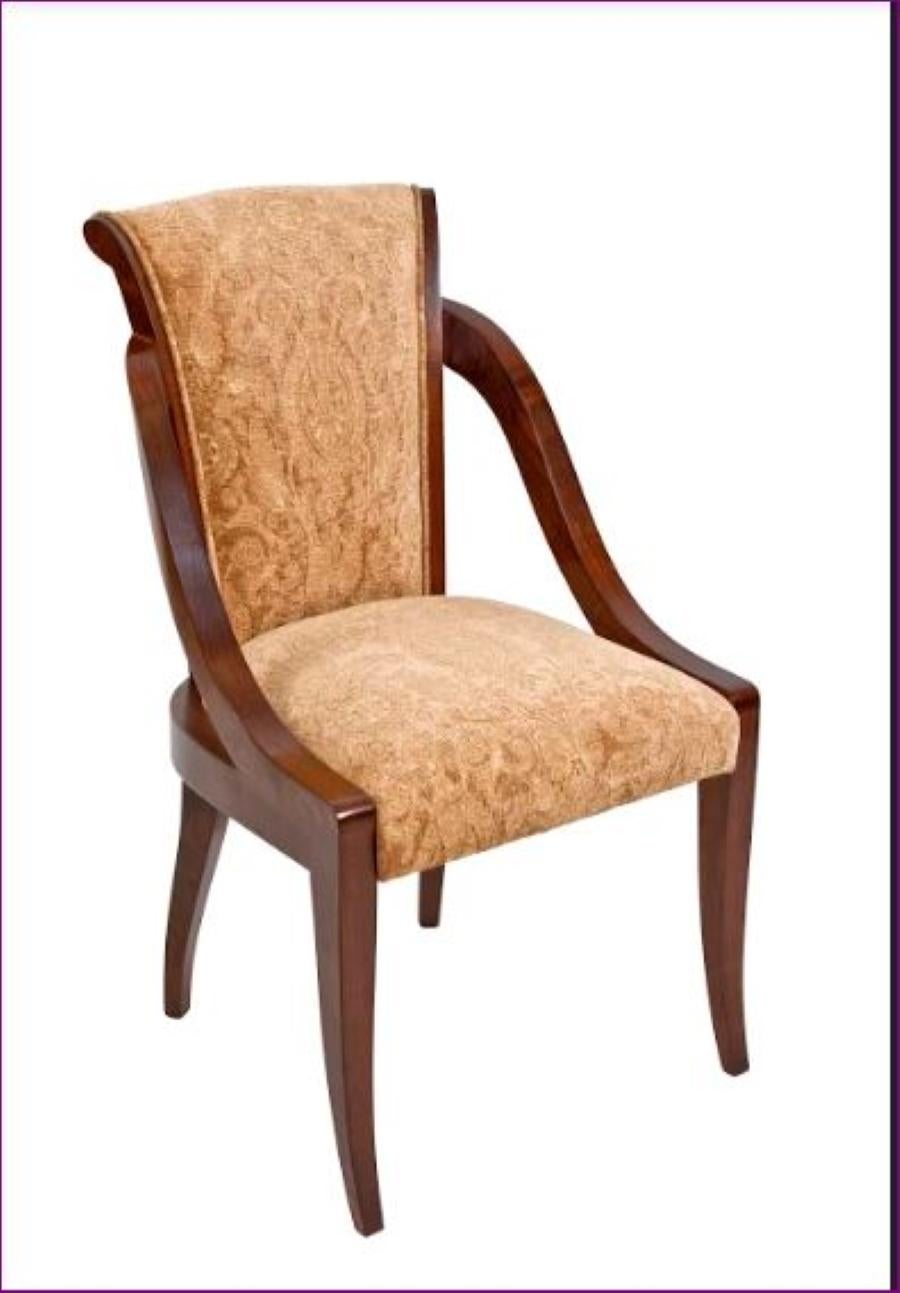 Organic Deco Dining Chair in Solid Walnut, Upholstered in Fabric or Leather

Mortise and tenon solid wood construction with sculpted arm. Very unique one of a kind design. Can be made in any volume you require and upholstered in customers choice of