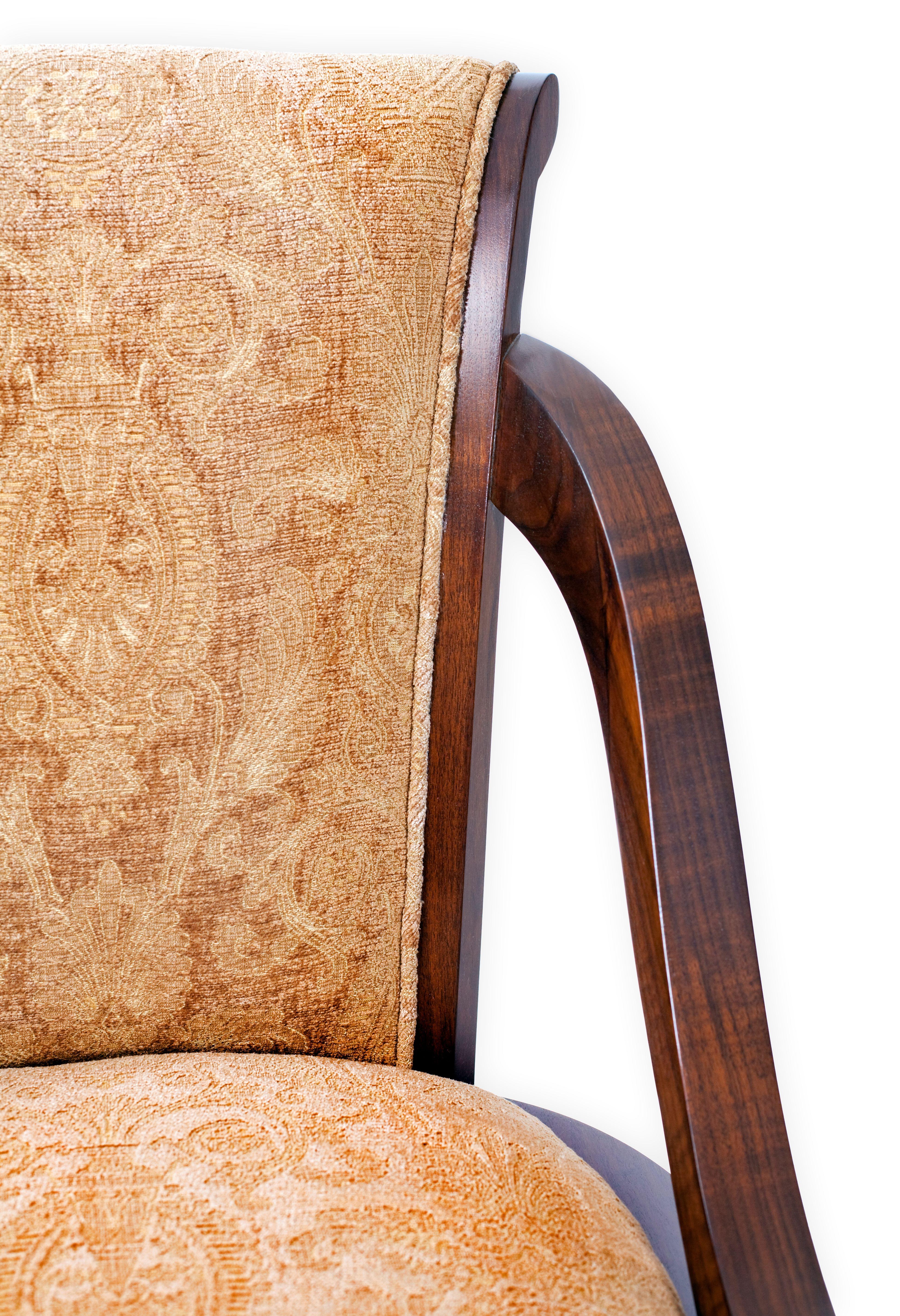 American Organic Deco Dining Chair in Solid Walnut and Upholstered in Fabric or Leather 