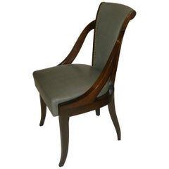 Organic Deco Dining Chair in Solid Walnut, Upholstered in Fabric or Leather