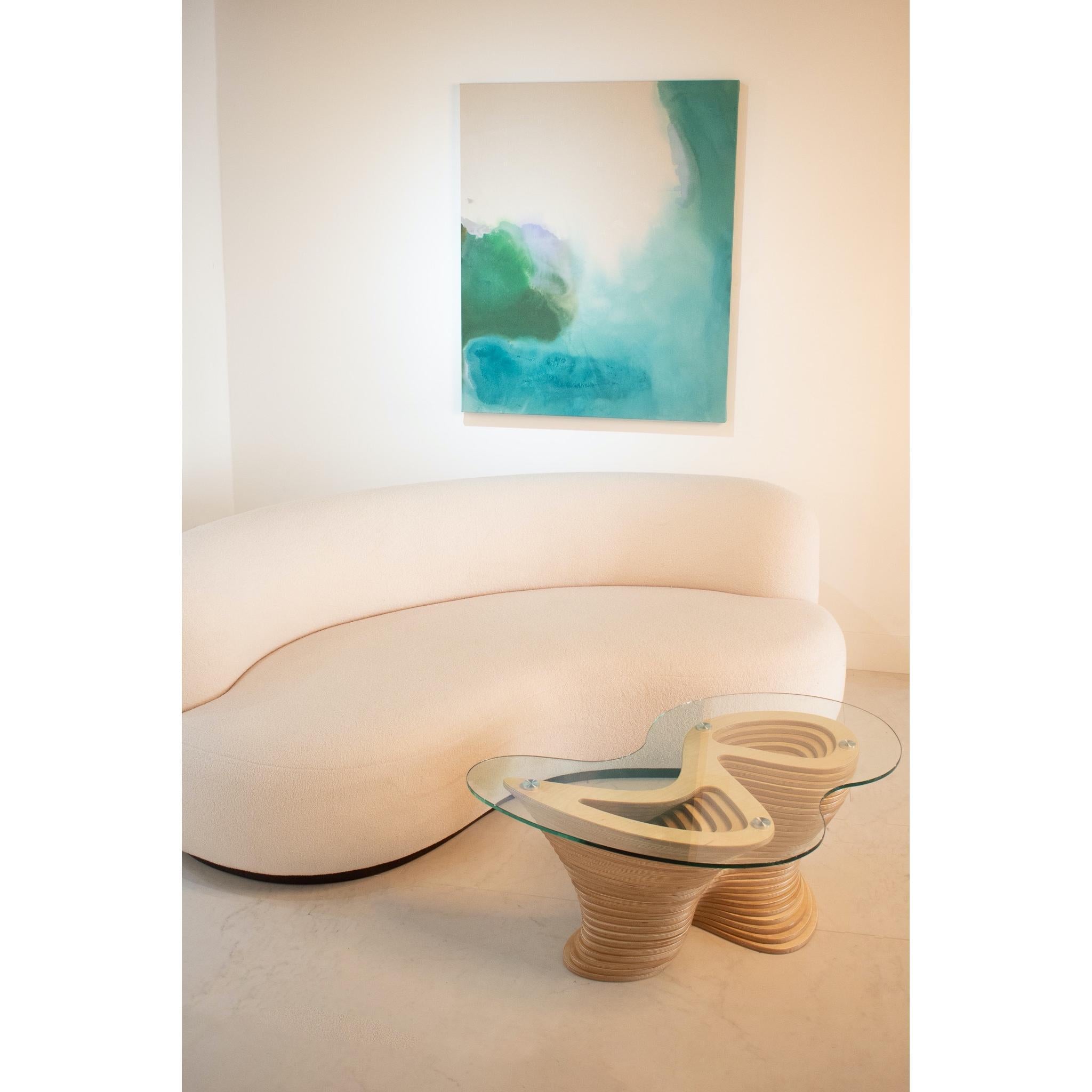 A contemporary Coffee table, handmade in the U.K by us at Antique Modern Mix, this collection of curvaceous furniture is made from Birch plywood which is FSC certified which means it is sourced from sustainably managed forests.

The collection