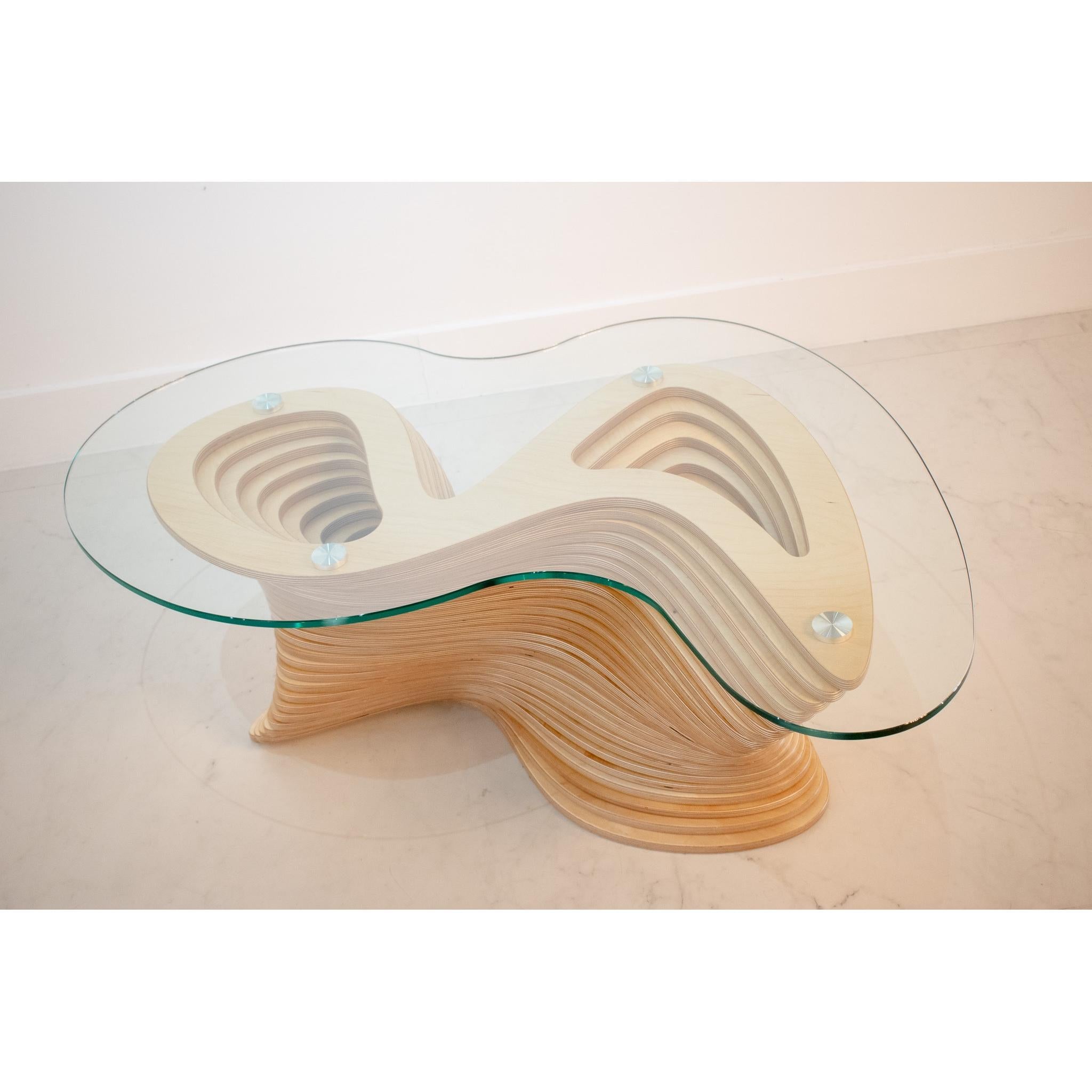 Glass Organic Design coffee table, handmade in the U.K by Antique Modern Mix