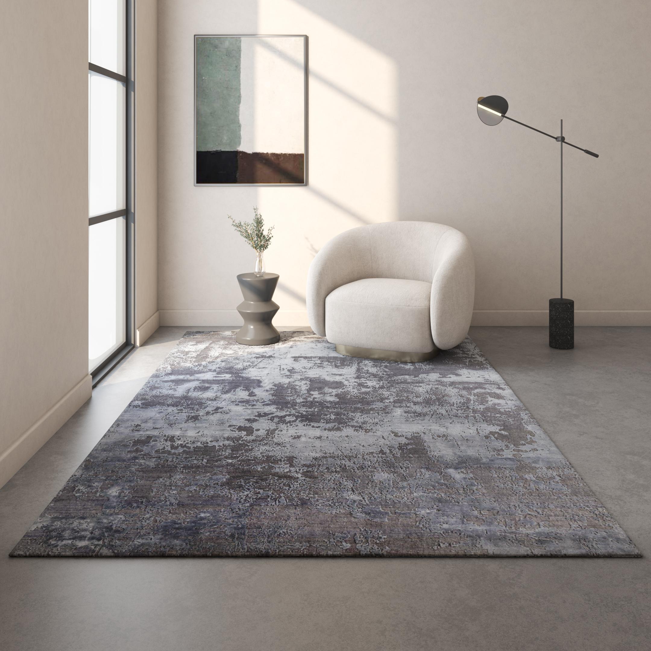Handgeknüpfter Teppich in Frost Gray & Liquorice 195X295 cm, Bio Deviations im Zustand „Neu“ im Angebot in Milano, IT