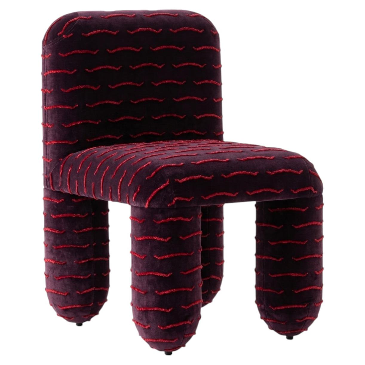 Sedia da pranzo organica in velluto jacquard Dedar bordeaux - Hello by NOOM in vendita