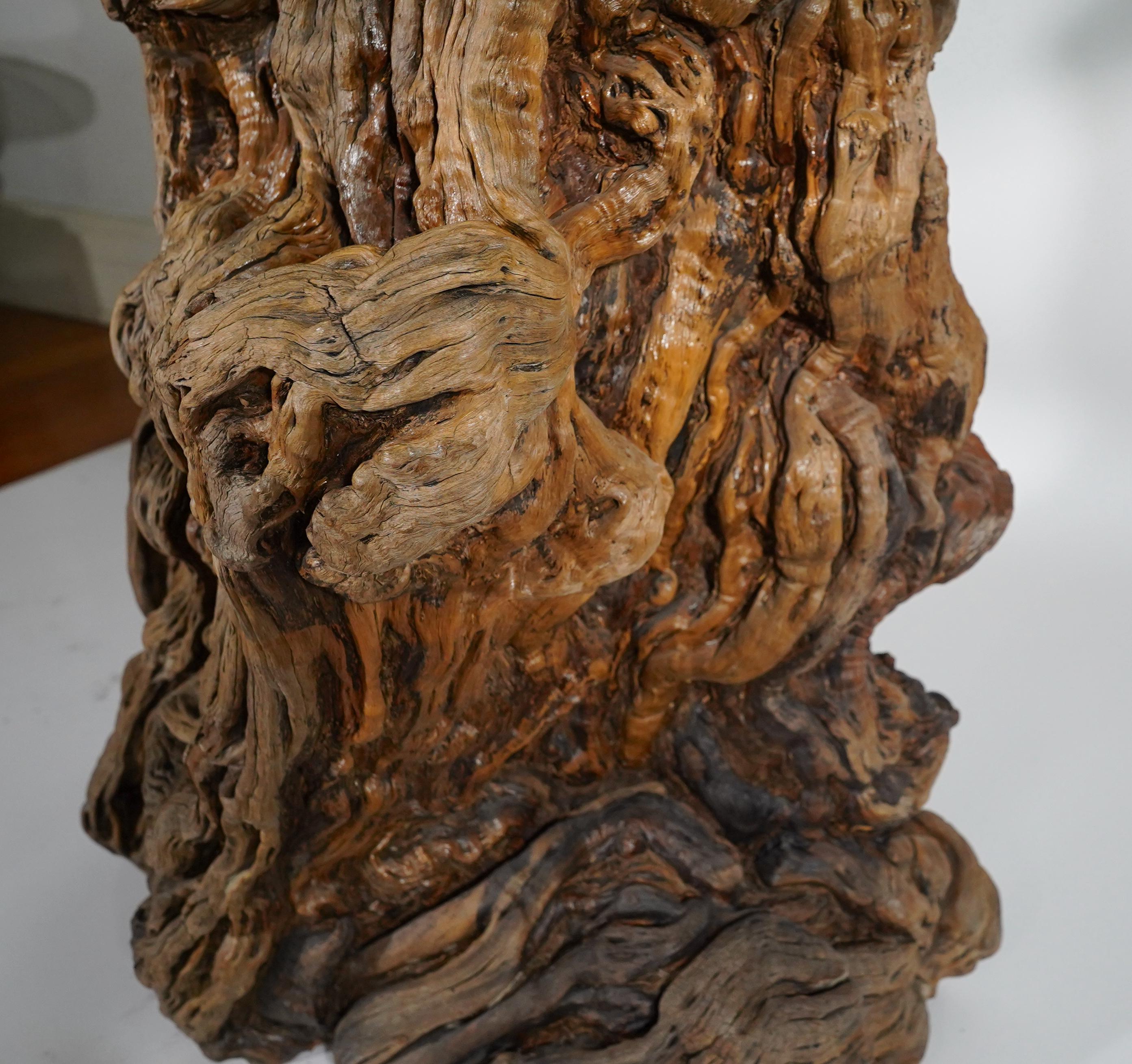 Sculpté à la main Base en bois flotté organique en vente